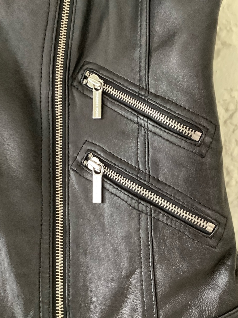 Michael Kors Black Leather Sleeveless Moto Vest - Picture 4 of 8